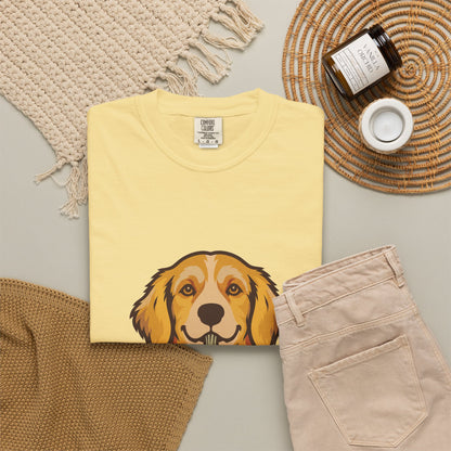 Golden Retriever Halloween Shirt — Dog with Pumpkin Comfort Colors Tee