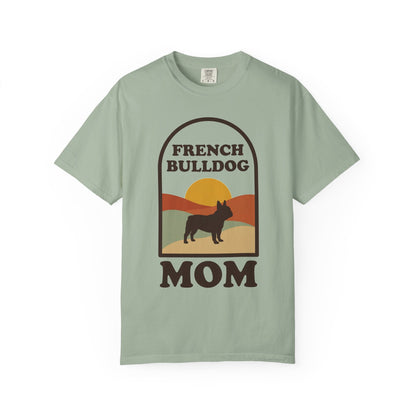 French Bulldog Mom Shirt — Retro Sunset Comfort Colors® Tee | Frenchie Mom Gift