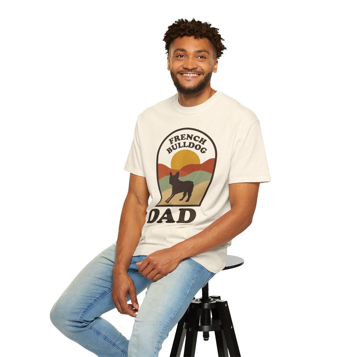 French Bulldog Dad Shirt — Retro Sunset Comfort Colors® Tee | Frenchie Lover Gift