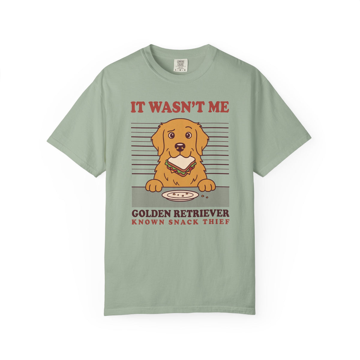 Golden Retriever Shirt, It Wasn't Me Known Snack Thief Funny Dog Comfort Colors Tee