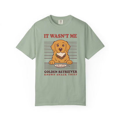Golden Retriever Shirt, It Wasn't Me Known Snack Thief Funny Dog Comfort Colors Tee