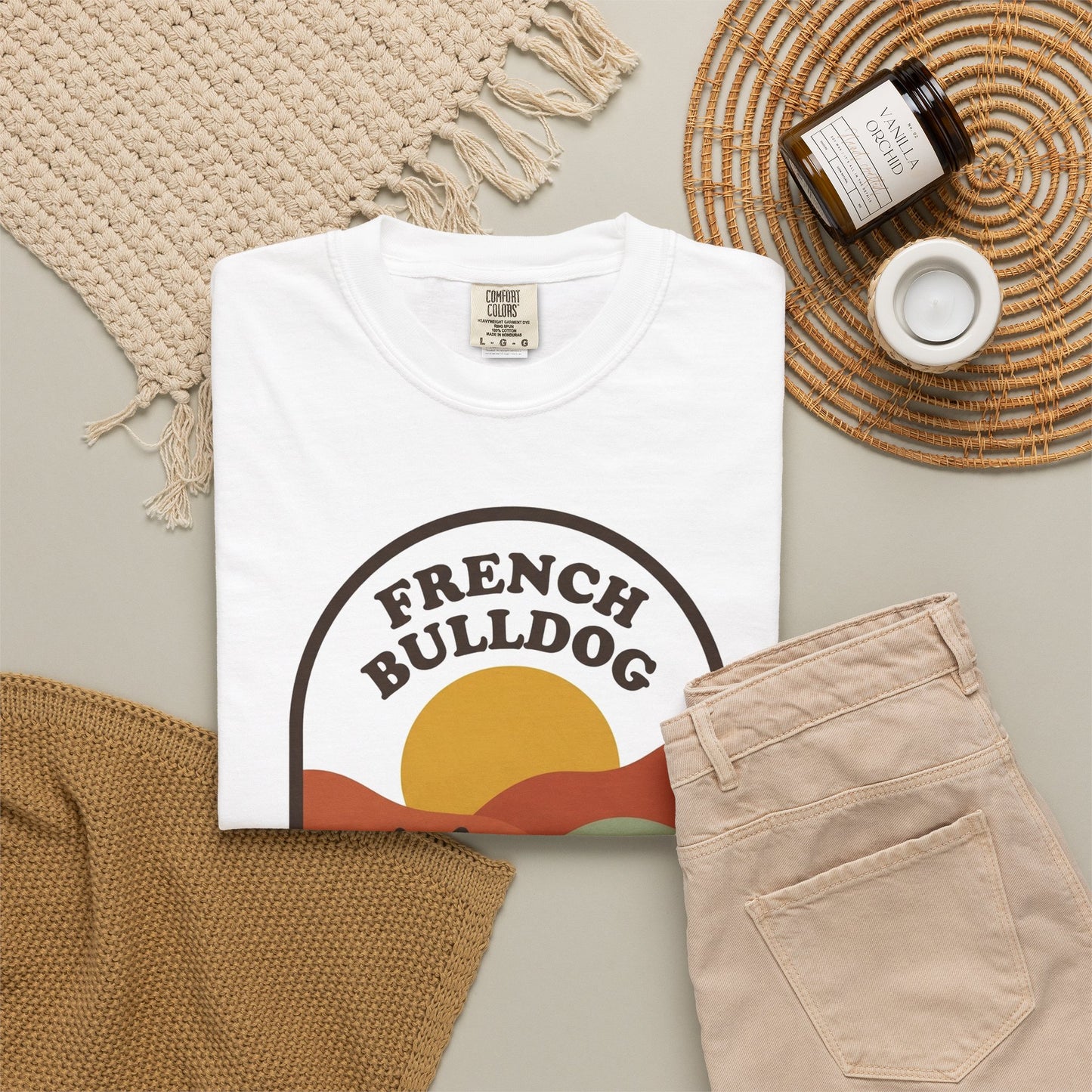 French Bulldog Dad Shirt — Retro Sunset Comfort Colors® Tee | Frenchie Lover Gift