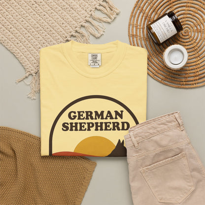 German Shepherd Mom Shirt — Retro Sunset Comfort Colors® Tee | GSD Mom Gift