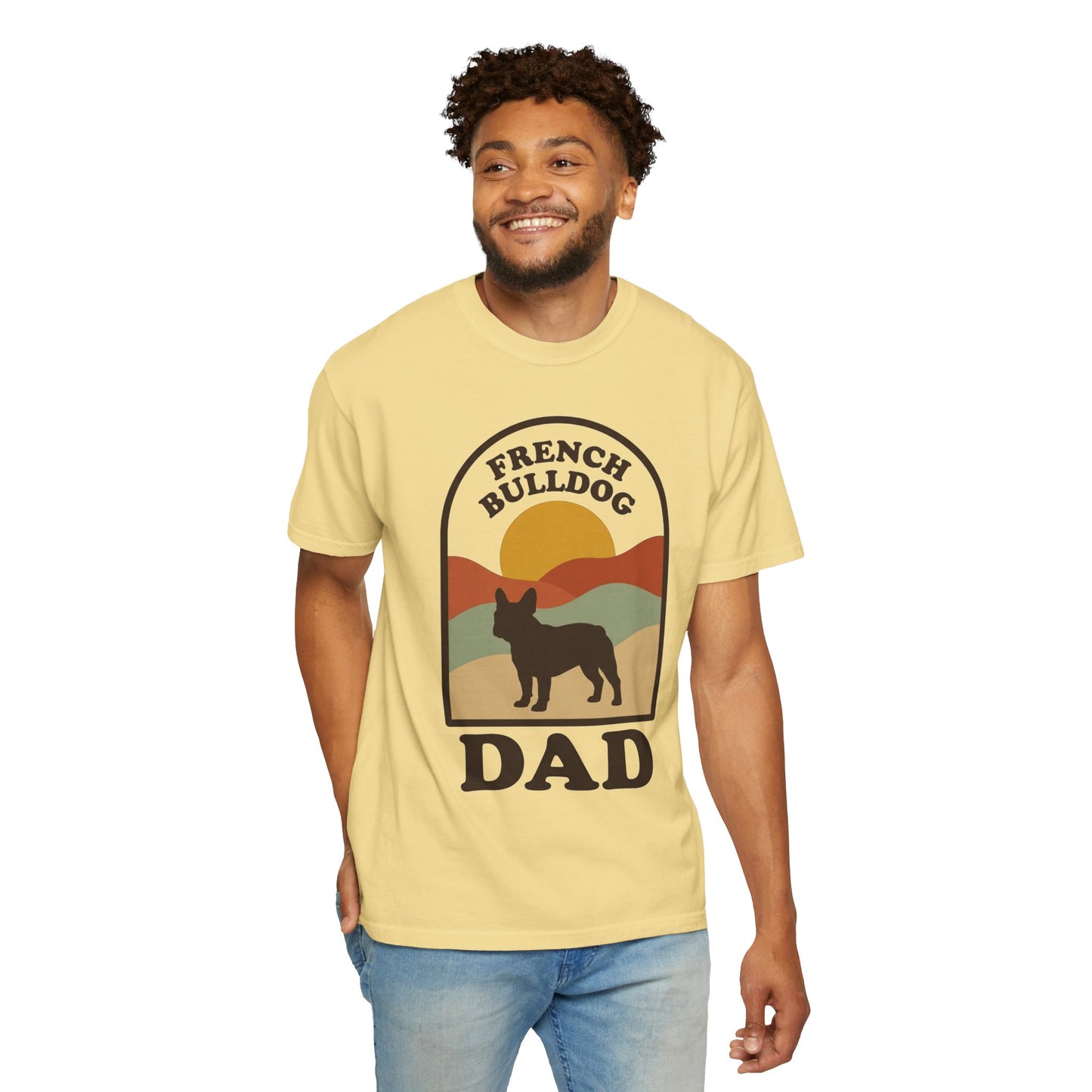 French Bulldog Dad Shirt — Retro Sunset Comfort Colors® Tee | Frenchie Lover Gift