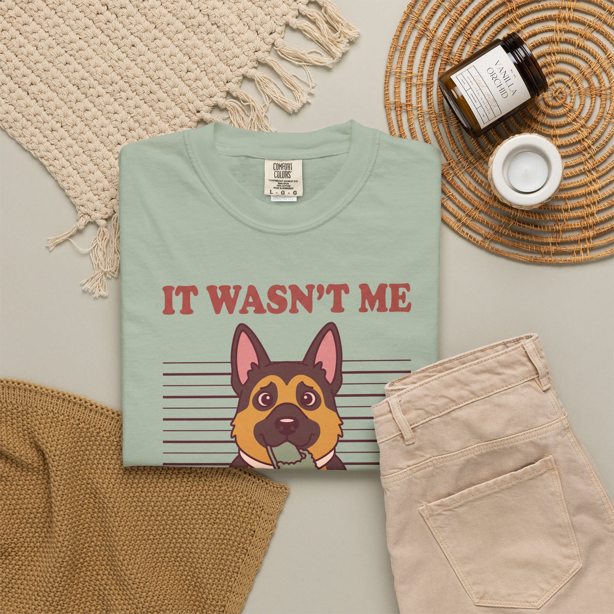 German Shepherd Shirt, It Wasn't Me Known Slipper Thief Funny Dog Comfort Colors Tee