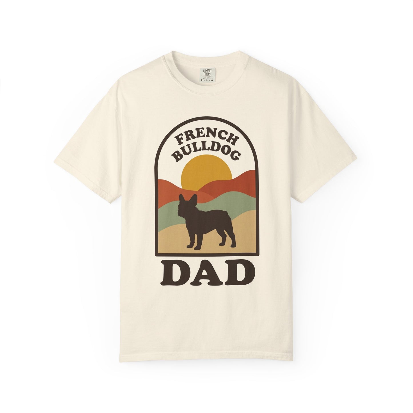 French Bulldog Dad Shirt — Retro Sunset Comfort Colors® Tee | Frenchie Lover Gift