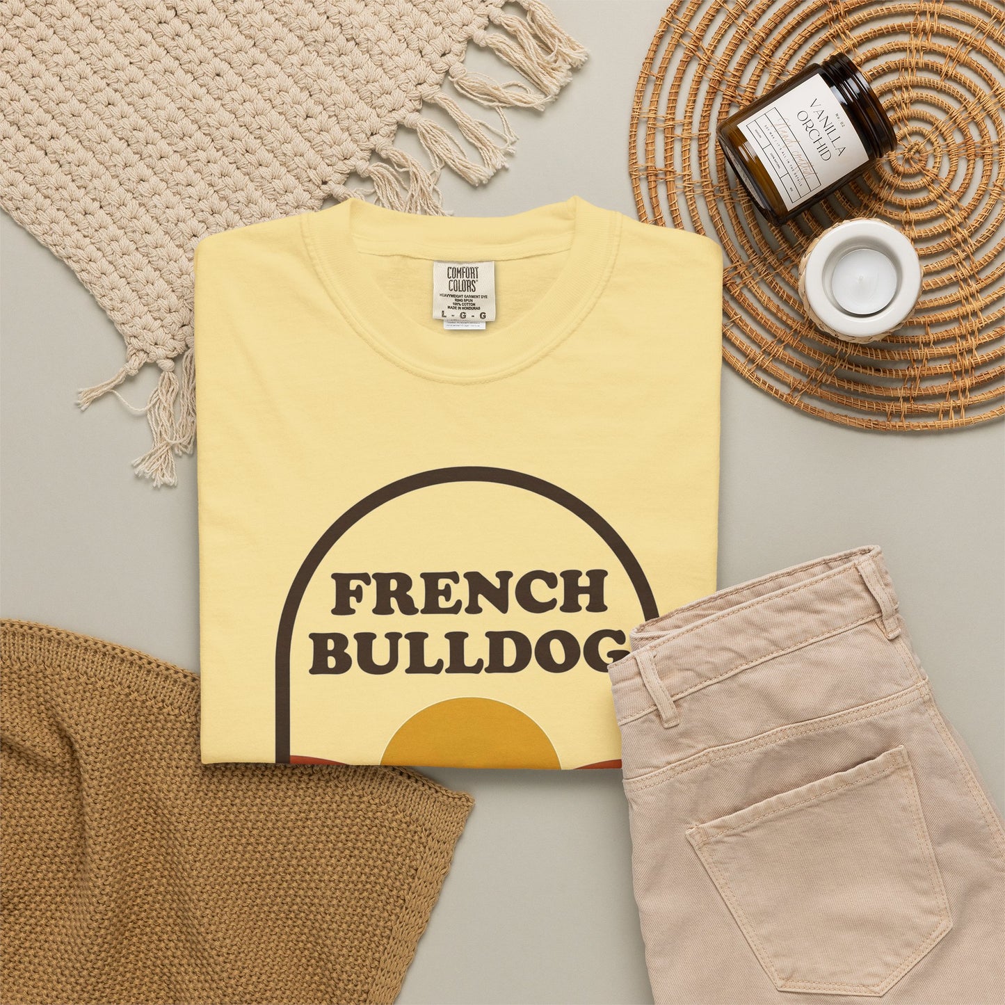 French Bulldog Mom Shirt — Retro Sunset Comfort Colors® Tee | Frenchie Mom Gift