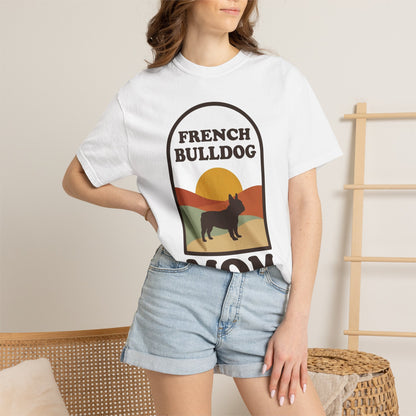 French Bulldog Mom Shirt — Retro Sunset Comfort Colors® Tee | Frenchie Mom Gift