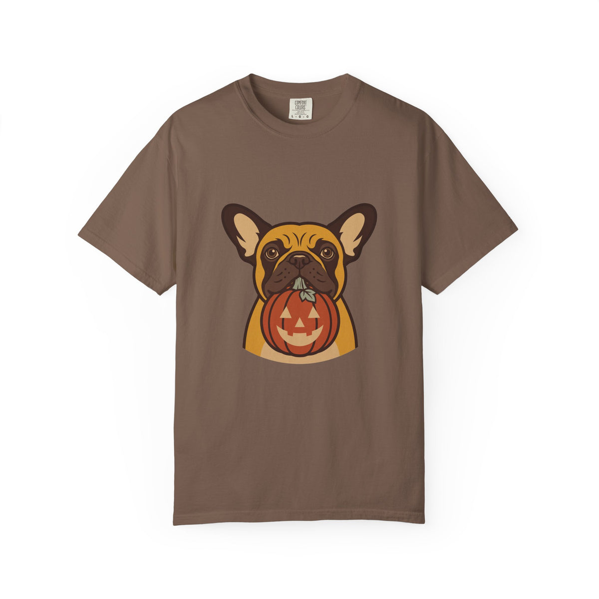 French Bulldog Halloween Shirt — Dog with Pumpkin Comfort Colors Tee