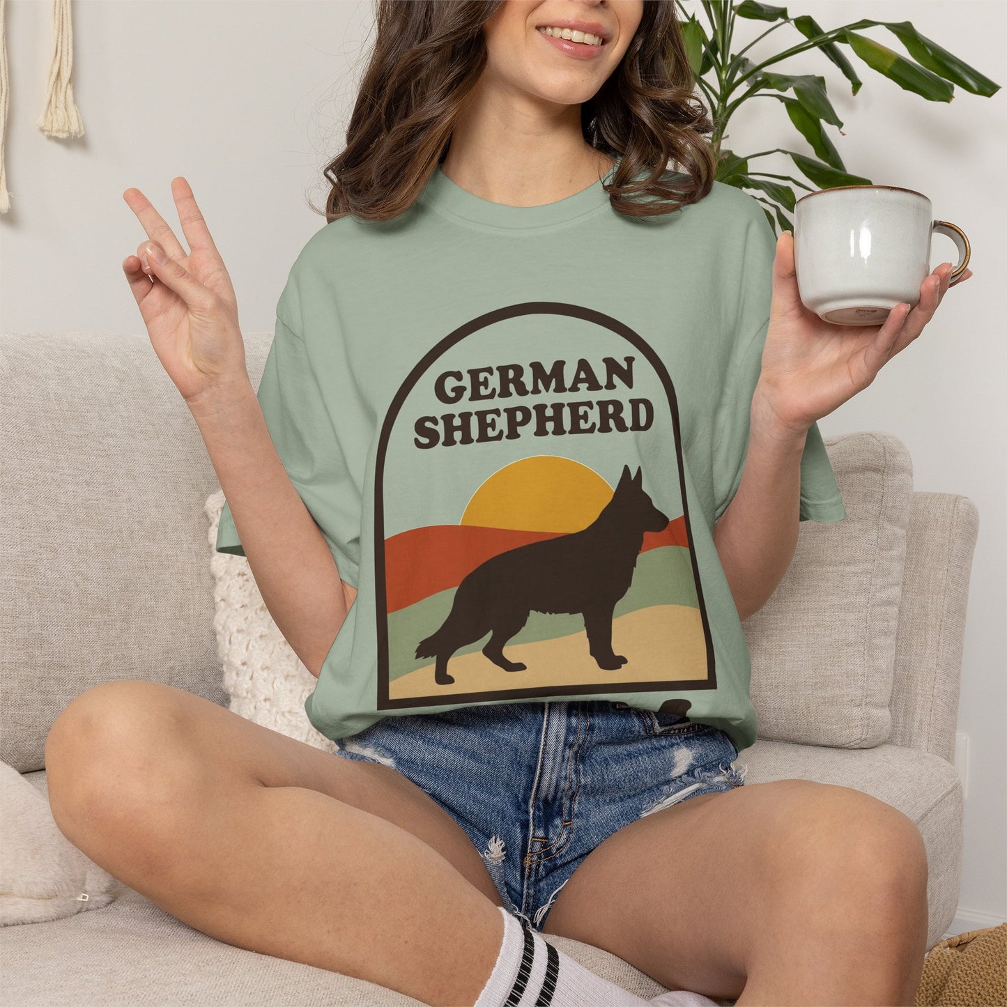 German Shepherd Mom Shirt — Retro Sunset Comfort Colors® Tee | GSD Mom Gift