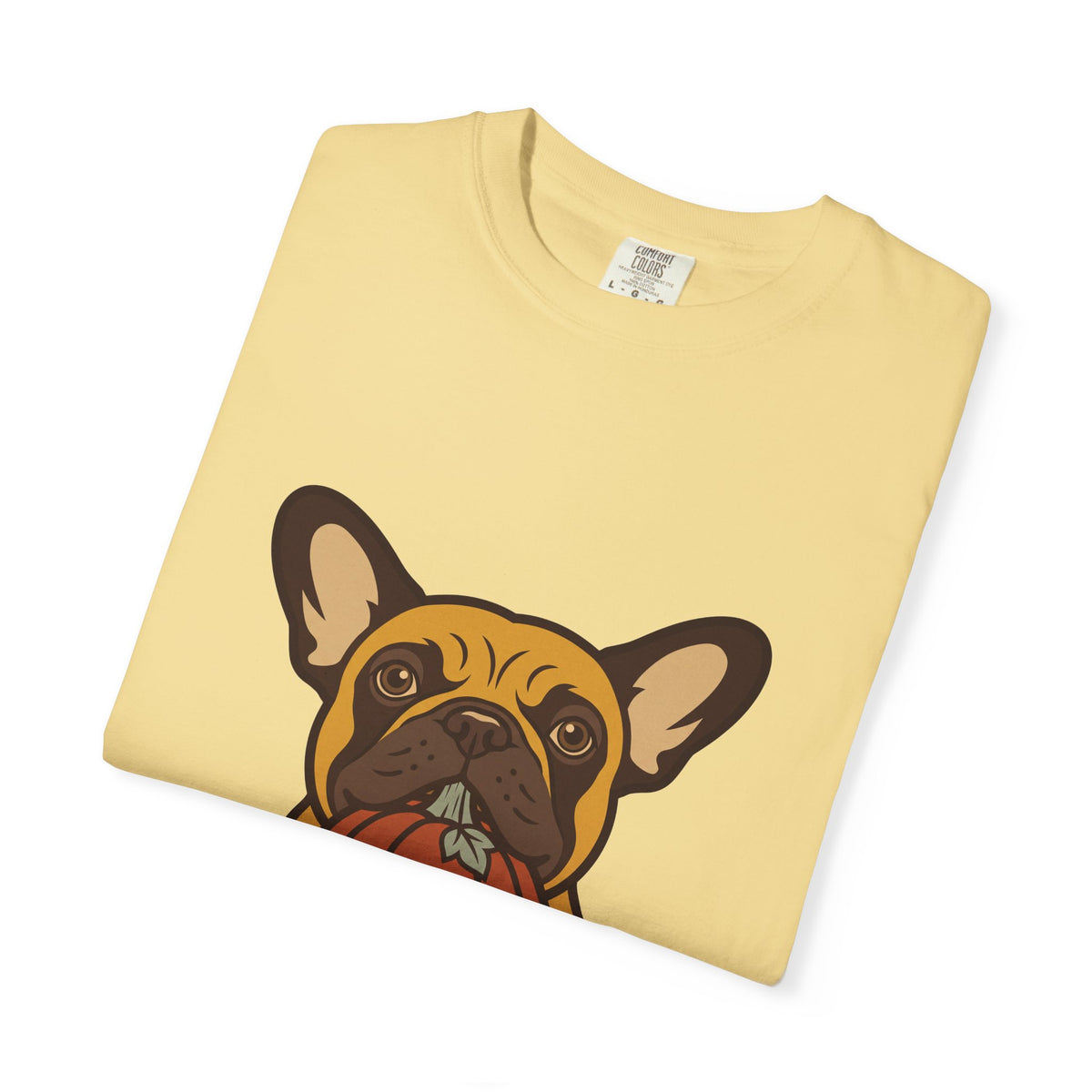 French Bulldog Halloween Shirt — Dog with Pumpkin Comfort Colors Tee