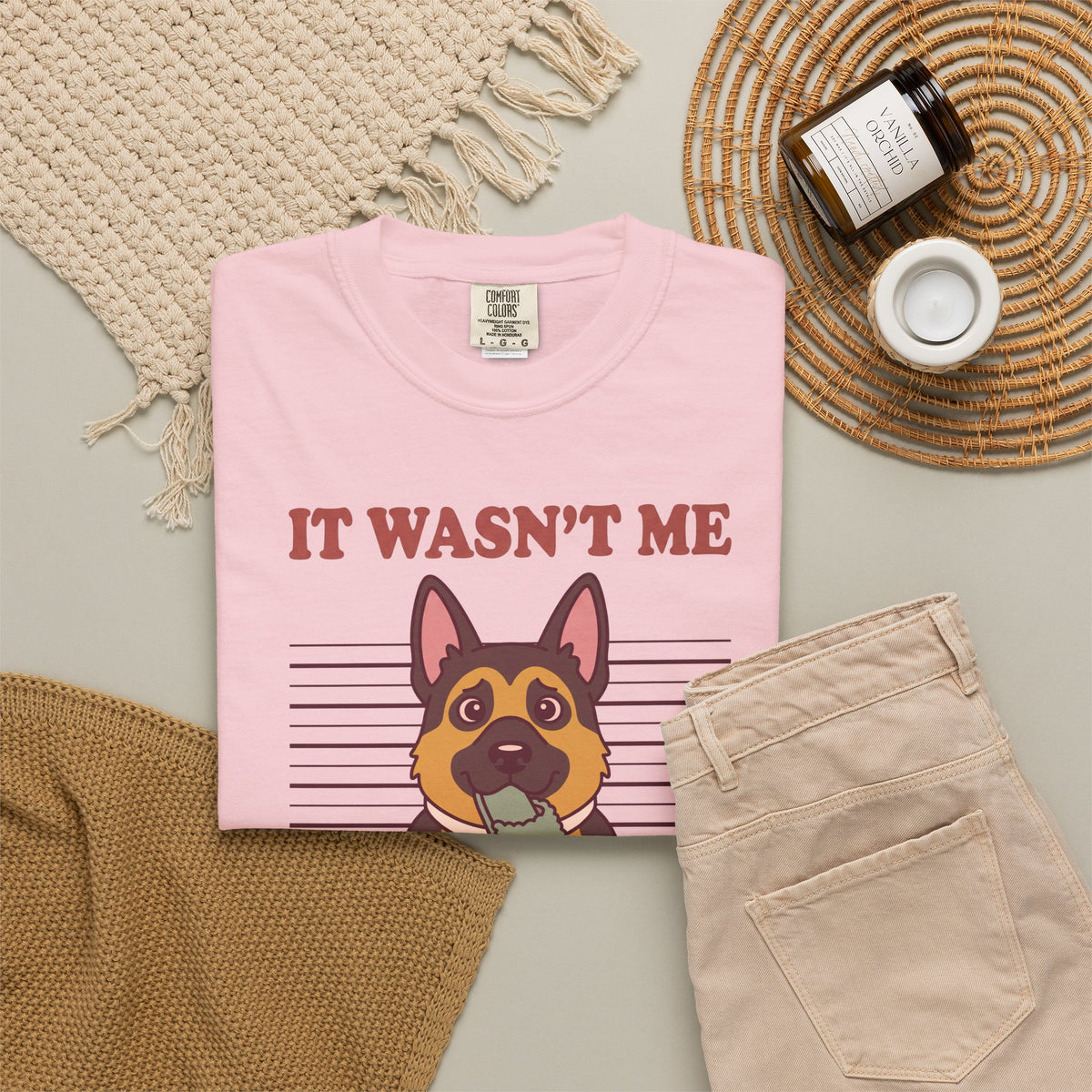 German Shepherd Shirt, It Wasn't Me Known Slipper Thief Funny Dog Comfort Colors Tee