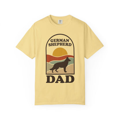 German Shepherd Dad Shirt — Retro Sunset Comfort Colors® Tee | GSD Dad Gift
