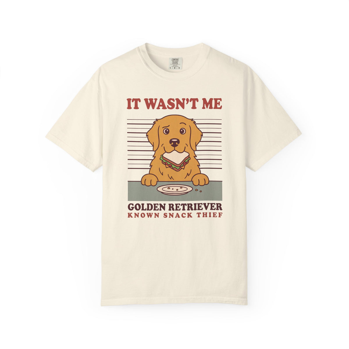 Golden Retriever Shirt, It Wasn't Me Known Snack Thief Funny Dog Comfort Colors Tee