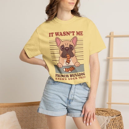 French Bulldog Shirt, It Wasn't Me Known Sock Thief Funny Dog Comfort Colors Tee