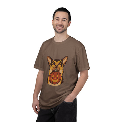 German Shepherd Halloween Shirt — Dog with Pumpkin Comfort Colors Tee
