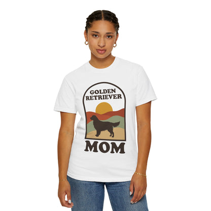 Golden Retriever Mom Shirt — Retro Sunset Comfort Colors® Tee | Golden Mom Gift