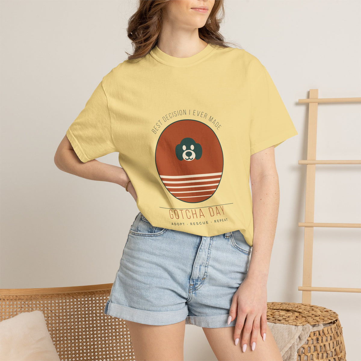 Gotcha Day Sunset Shirt — Retro Rescue Dog Adoption Anniversary Comfort Colors® Tee