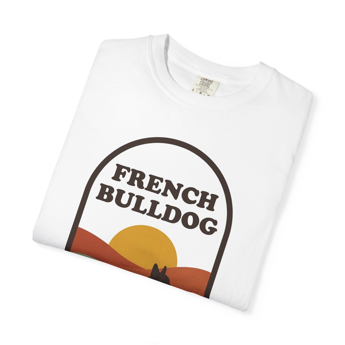 French Bulldog Mom Shirt — Retro Sunset Comfort Colors® Tee | Frenchie Mom Gift