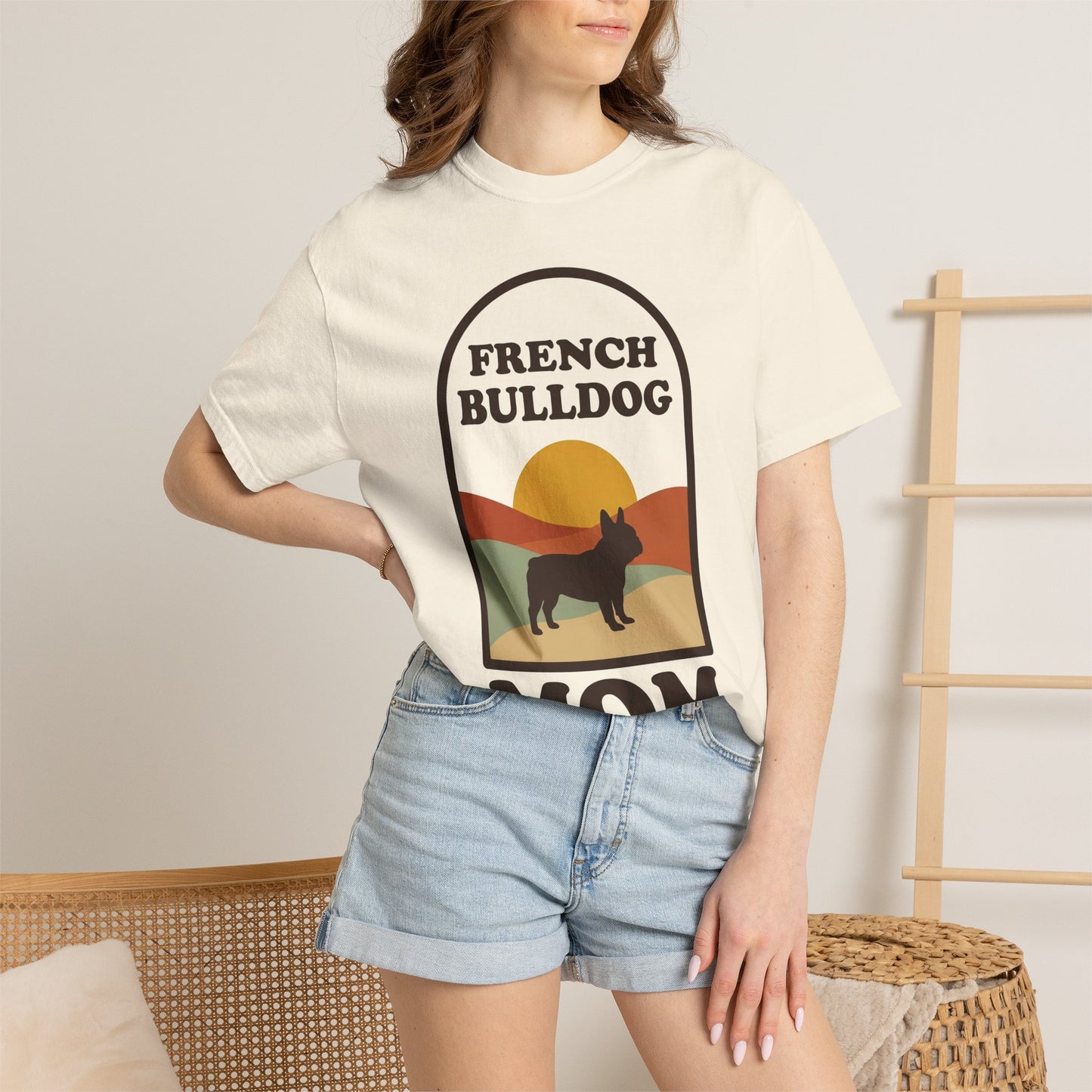 French Bulldog Mom Shirt — Retro Sunset Comfort Colors® Tee | Frenchie Mom Gift