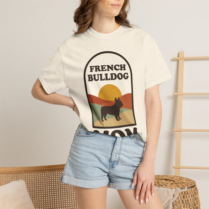 French Bulldog Mom Shirt — Retro Sunset Comfort Colors® Tee | Frenchie Mom Gift
