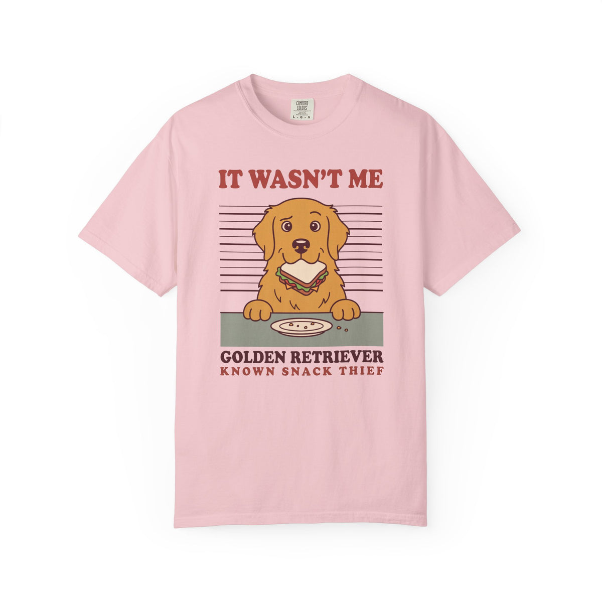 Golden Retriever Shirt, It Wasn't Me Known Snack Thief Funny Dog Comfort Colors Tee