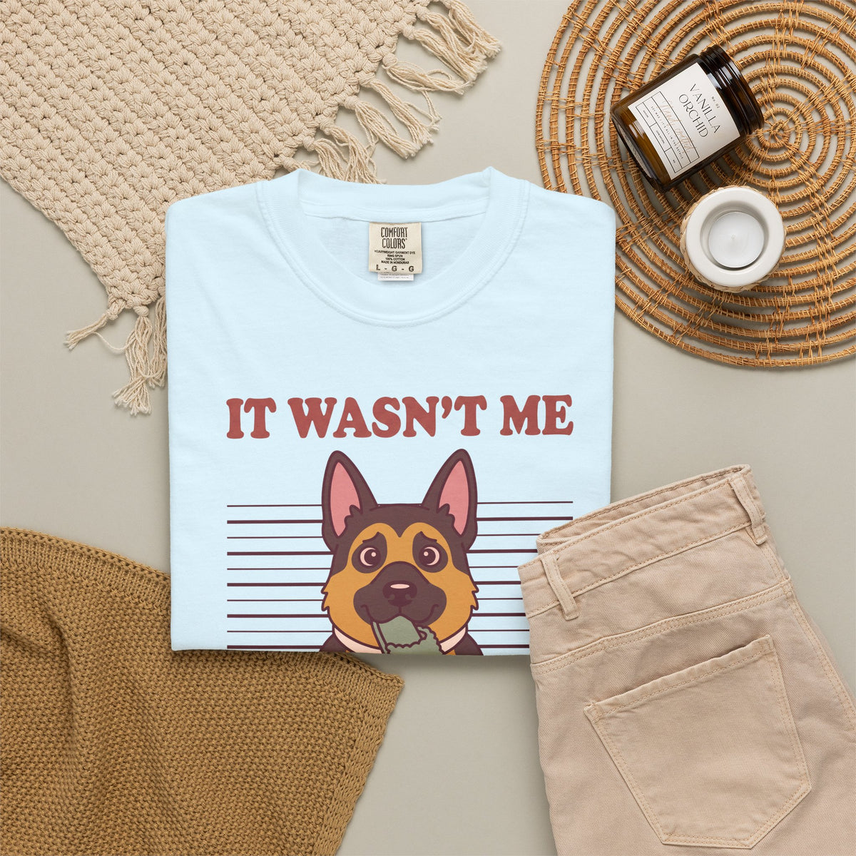 German Shepherd Shirt, It Wasn't Me Known Slipper Thief Funny Dog Comfort Colors Tee