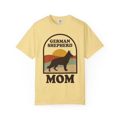 German Shepherd Mom Shirt — Retro Sunset Comfort Colors® Tee | GSD Mom Gift