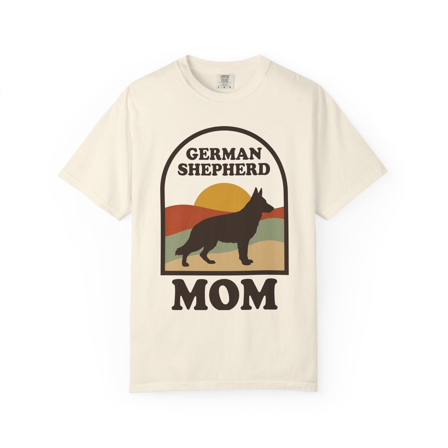 German Shepherd Mom Shirt — Retro Sunset Comfort Colors® Tee | GSD Mom Gift
