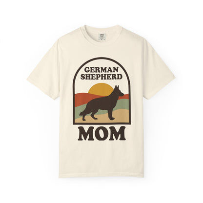 German Shepherd Mom Shirt — Retro Sunset Comfort Colors® Tee | GSD Mom Gift