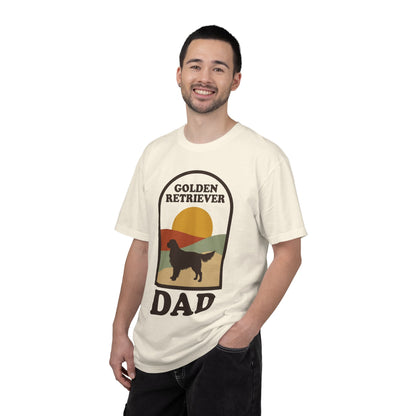 Golden Retriever Dad Shirt — Retro Sunset Comfort Colors® Tee | Golden Dad Gift