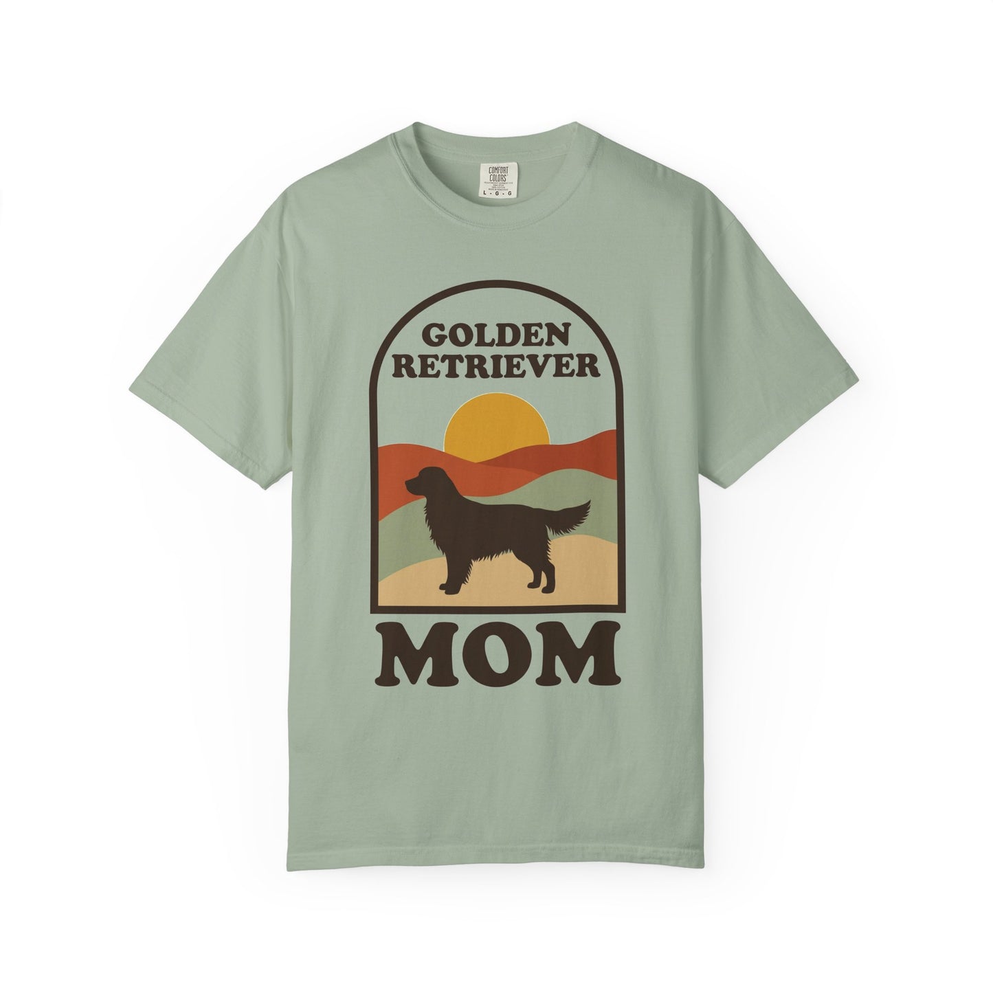 Golden Retriever Mom Shirt — Retro Sunset Comfort Colors® Tee | Golden Mom Gift