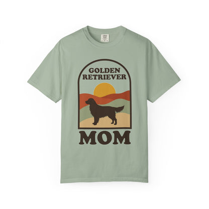 Golden Retriever Mom Shirt — Retro Sunset Comfort Colors® Tee | Golden Mom Gift