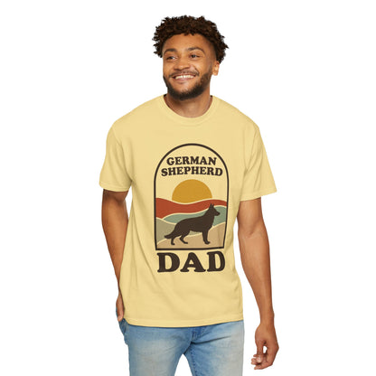 German Shepherd Dad Shirt — Retro Sunset Comfort Colors® Tee | GSD Dad Gift