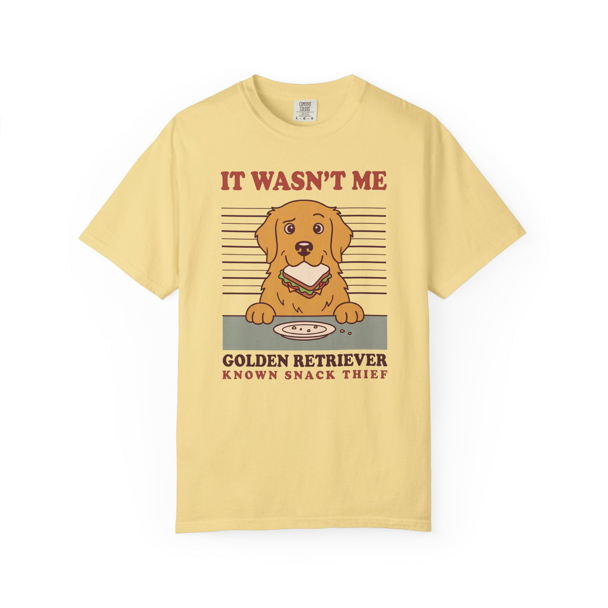 Golden Retriever Shirt, It Wasn't Me Known Snack Thief Funny Dog Comfort Colors Tee