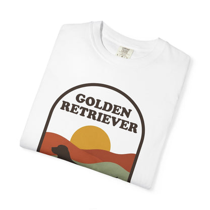 Golden Retriever Mom Shirt — Retro Sunset Comfort Colors® Tee | Golden Mom Gift