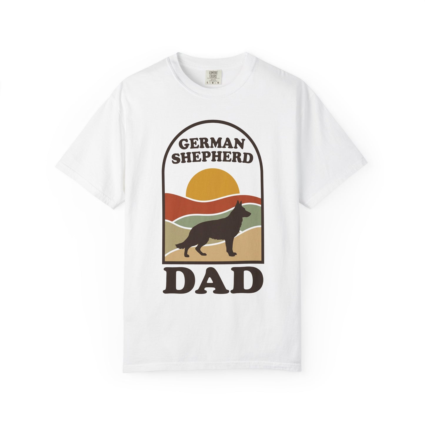 German Shepherd Dad Shirt — Retro Sunset Comfort Colors® Tee | GSD Dad Gift