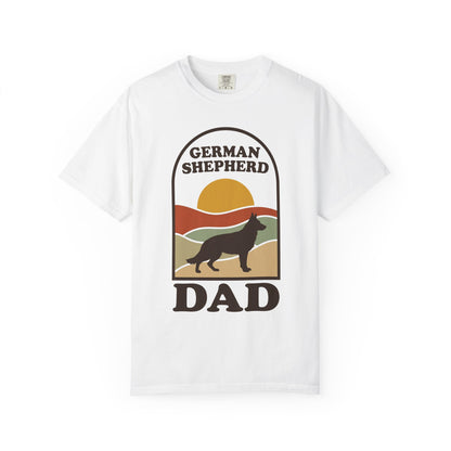 German Shepherd Dad Shirt — Retro Sunset Comfort Colors® Tee | GSD Dad Gift