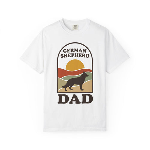 German Shepherd Dad Shirt — Retro Sunset Comfort Colors® Tee | GSD Dad Gift