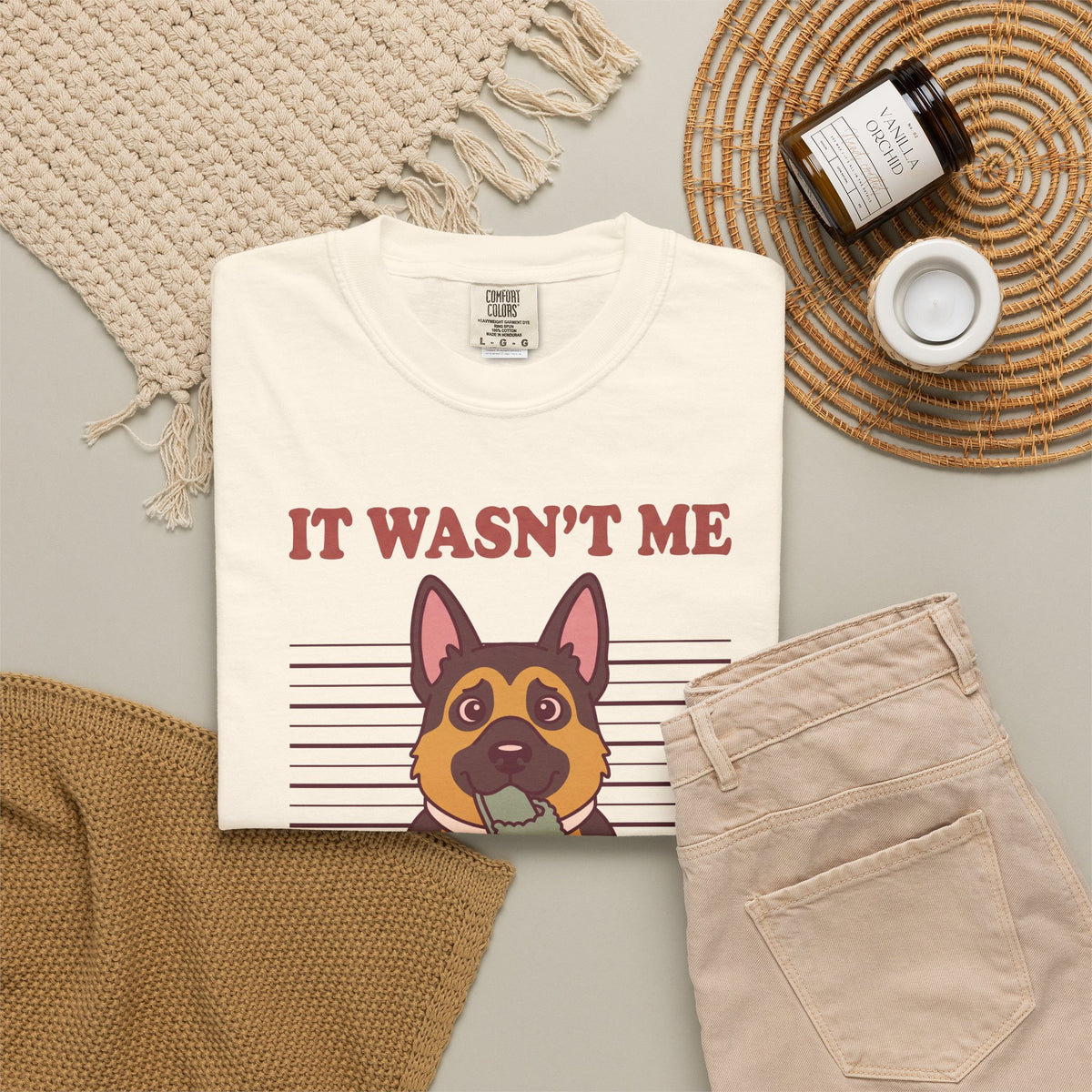 German Shepherd Shirt, It Wasn't Me Known Slipper Thief Funny Dog Comfort Colors Tee