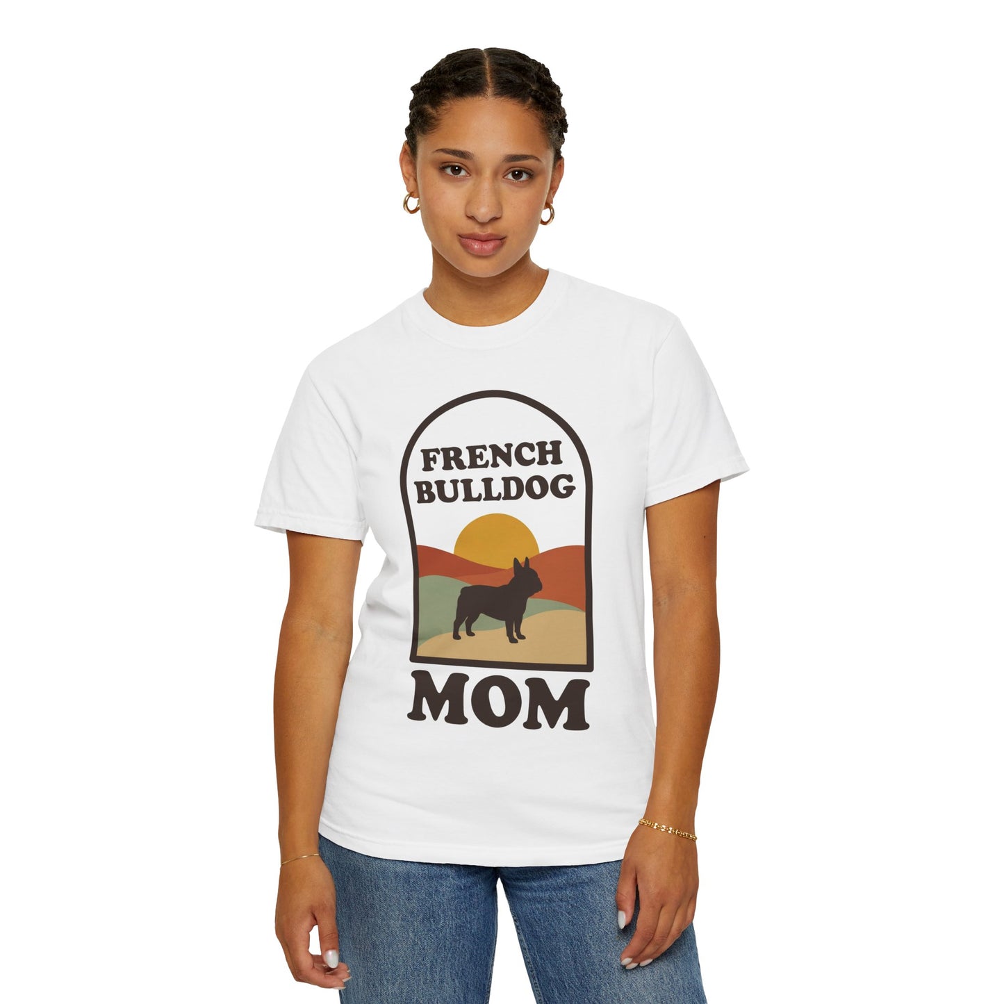 French Bulldog Mom Shirt — Retro Sunset Comfort Colors® Tee | Frenchie Mom Gift