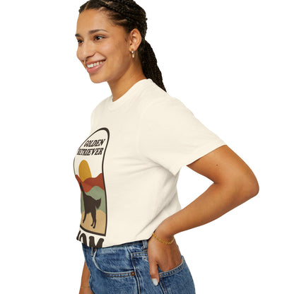 Golden Retriever Mom Shirt — Retro Sunset Comfort Colors® Tee | Golden Mom Gift