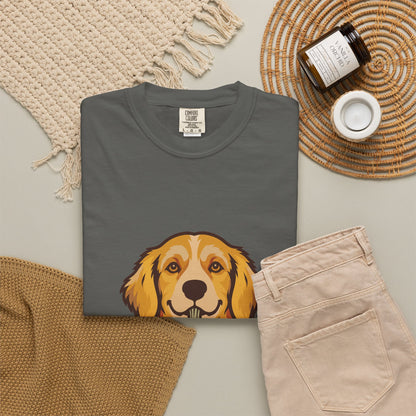 Golden Retriever Halloween Shirt — Dog with Pumpkin Comfort Colors Tee
