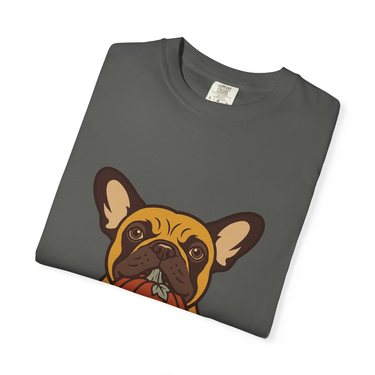 French Bulldog Halloween Shirt — Dog with Pumpkin Comfort Colors Tee