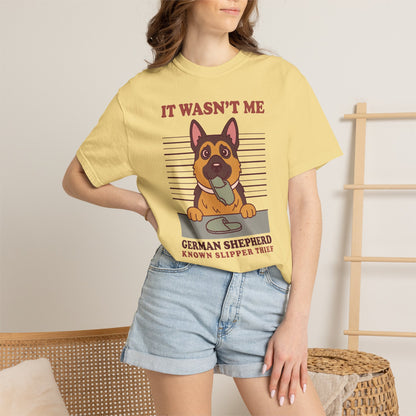 German Shepherd Shirt, It Wasn't Me Known Slipper Thief Funny Dog Comfort Colors Tee