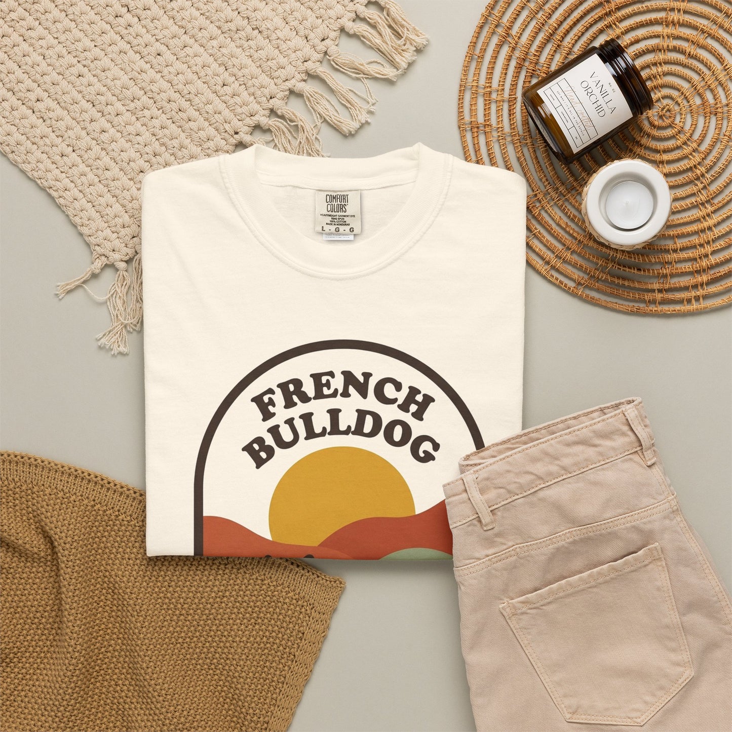 French Bulldog Dad Shirt — Retro Sunset Comfort Colors® Tee | Frenchie Lover Gift