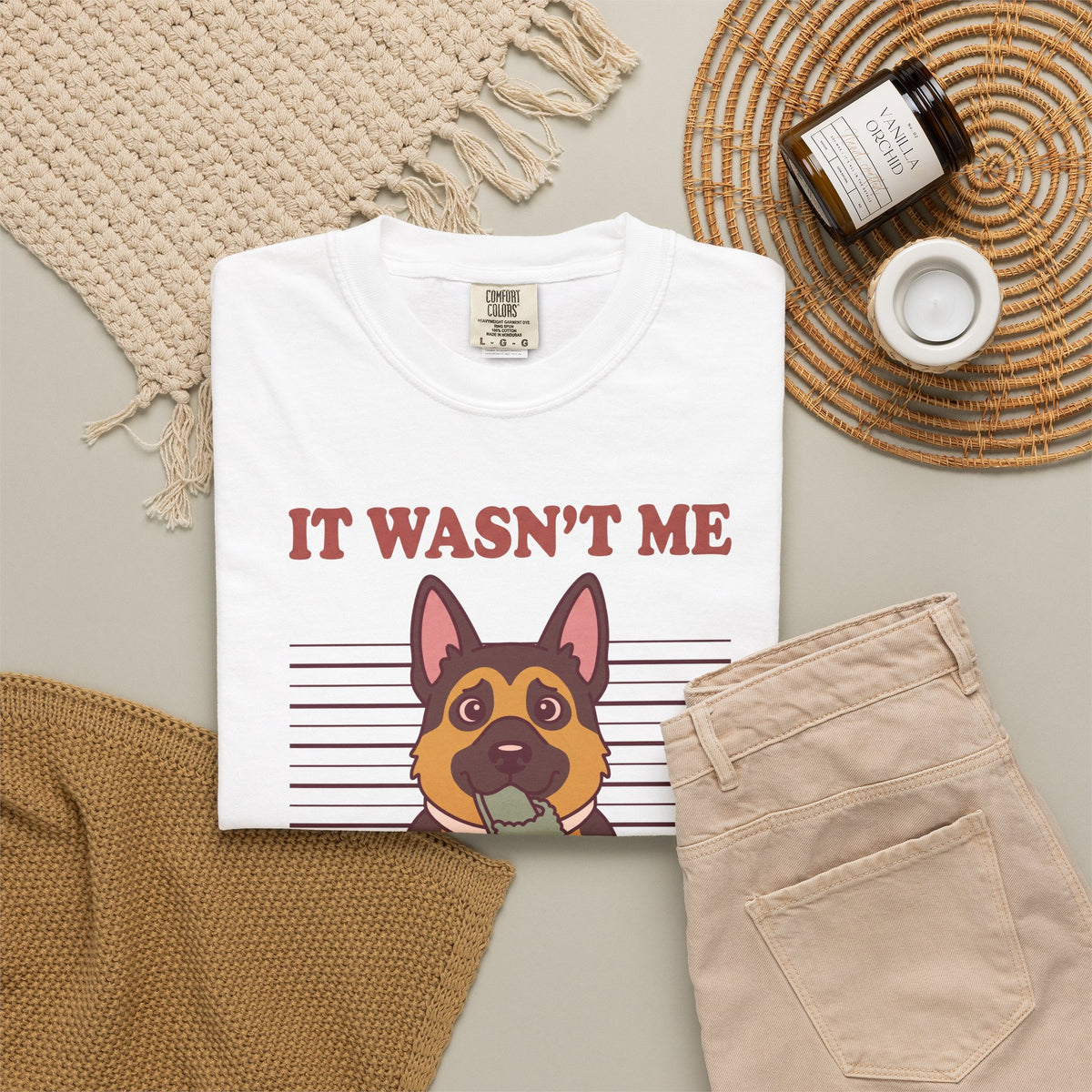 German Shepherd Shirt, It Wasn't Me Known Slipper Thief Funny Dog Comfort Colors Tee