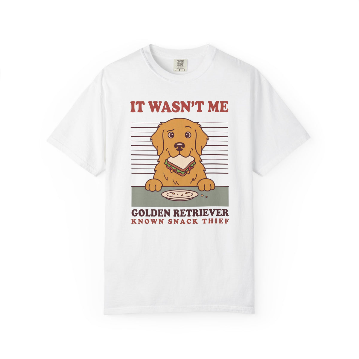 Golden Retriever Shirt, It Wasn't Me Known Snack Thief Funny Dog Comfort Colors Tee