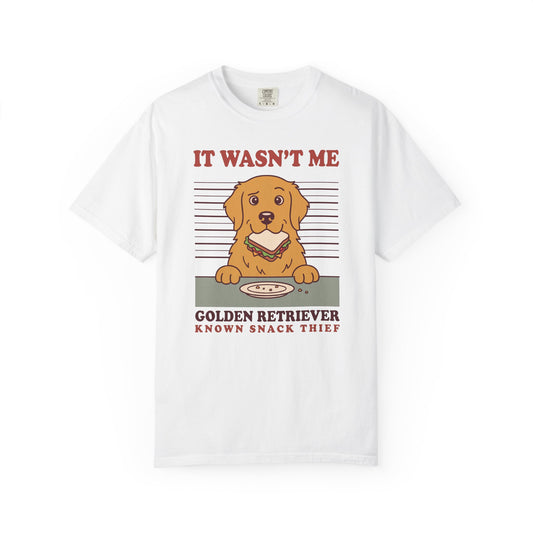 Golden Retriever Shirt, It Wasn't Me Known Snack Thief Funny Dog Comfort Colors Tee
