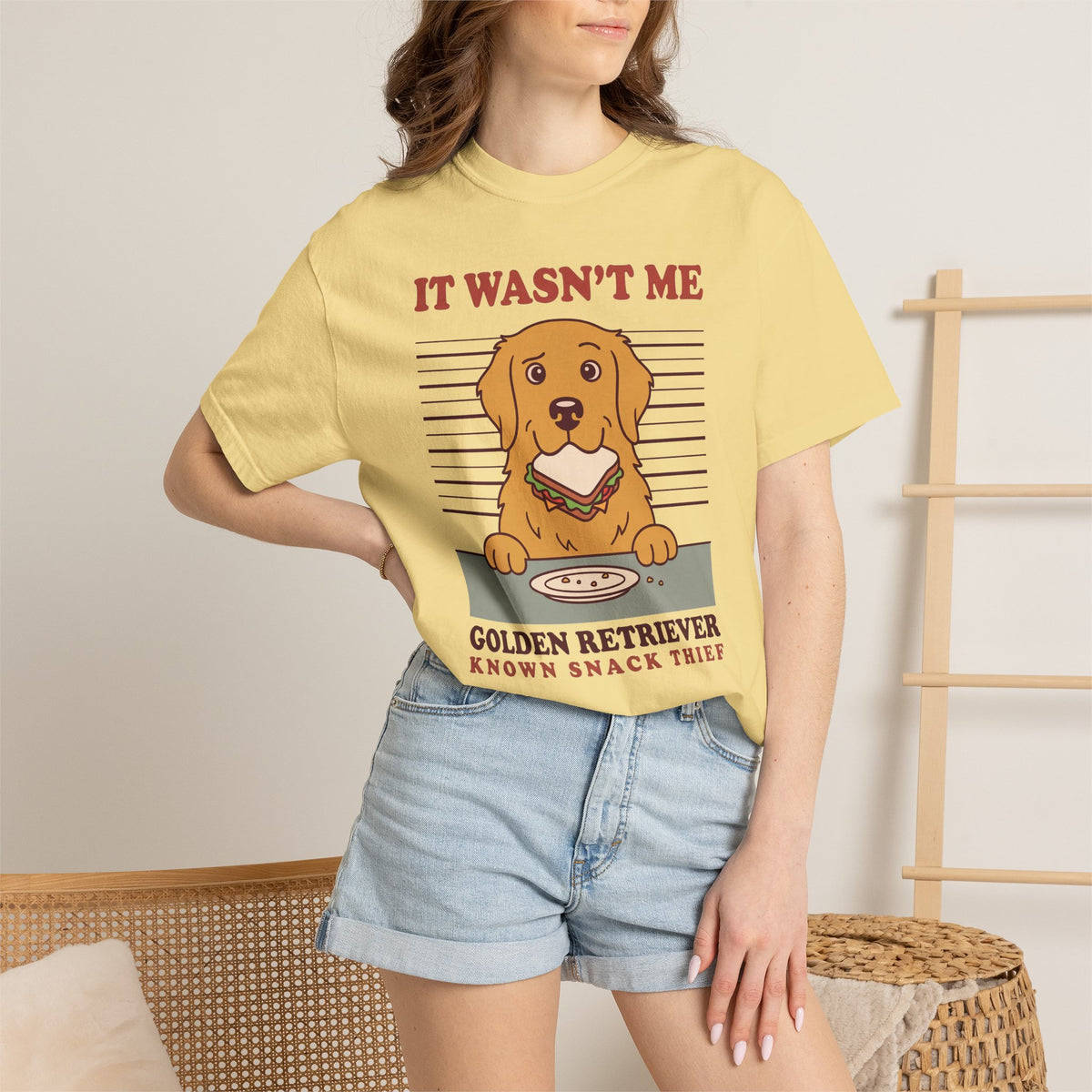 Golden Retriever Shirt, It Wasn't Me Known Snack Thief Funny Dog Comfort Colors Tee
